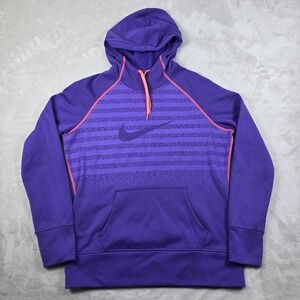 Nike Therma Fit Hoodie Large Purple Orange Athletic Training Pullover Mens Women